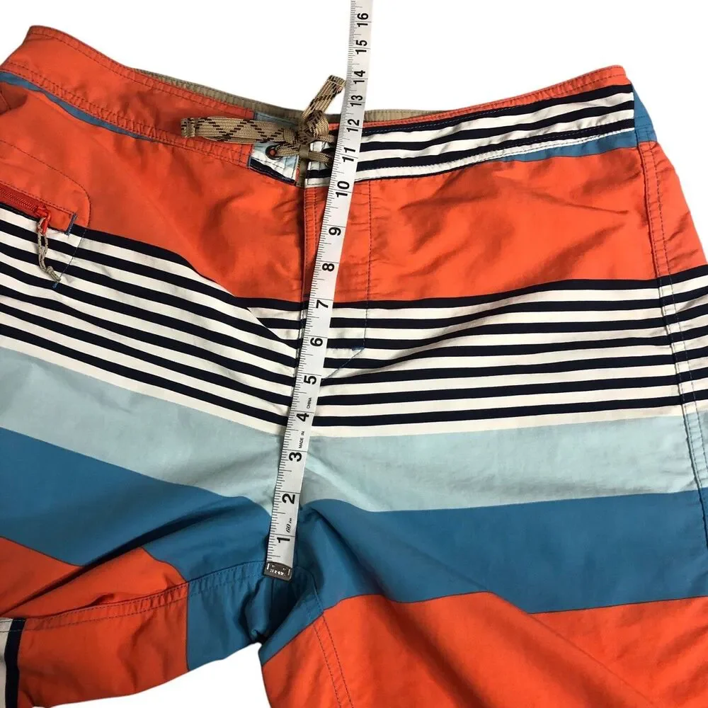 Patagonia‎ Wavefarer Board Shorts Mens 36 Fitz Stripe Catalyst Blue Swim Trunks